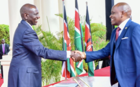 Dennis Itumbi shakes President William Ruto's hand