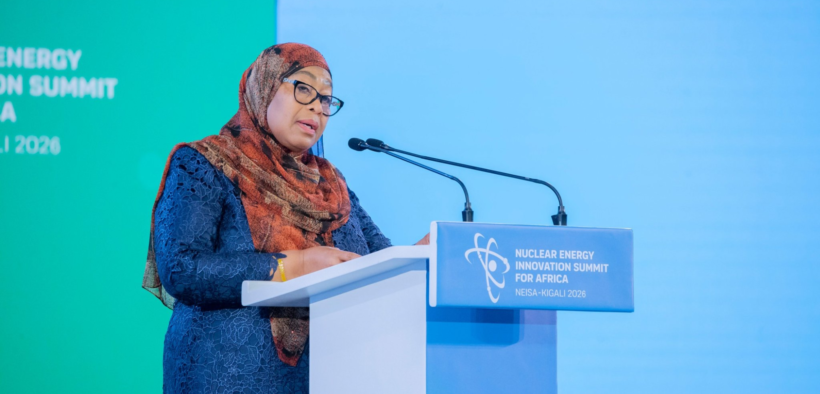 Tanzania President Samia Suluhu speaking at the Summit of Heads of State and Government on Nuclear Energy Innovation in Africa (NEISA) held on May 19, 2026. PHOTO/ Suluhu X.