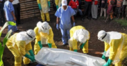 A photo of doctors handling an Ebola patient. Photo/ file