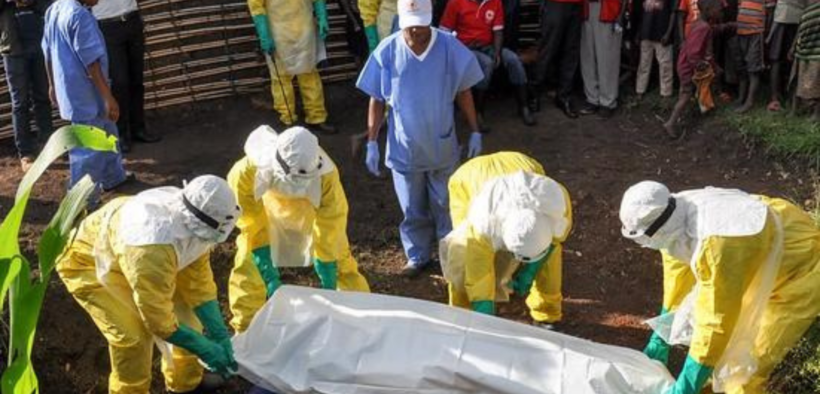 A photo of doctors handling an Ebola patient. Photo/ file