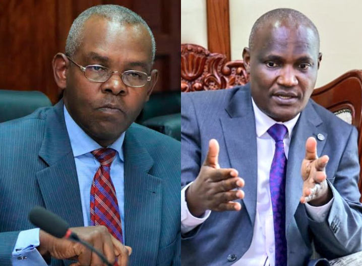 A photo collage of CBK Governor Kamau Thugge and Treasury CS John Mbadi. PHOTO/Courtesy