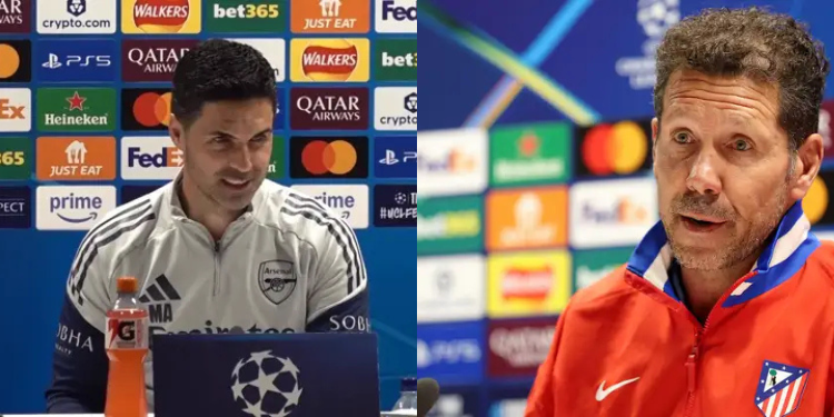 Arsenal Manager Mikel Arteta and Atletico Madrid manager Diego Simeon PHOTO/Clubs/Acc