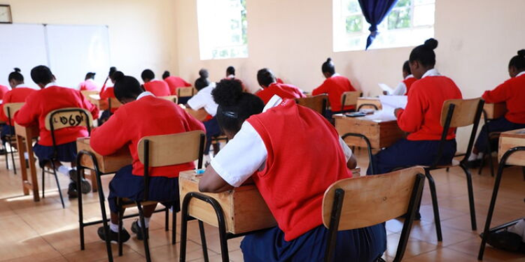 Unidentified Kenyan students captured while sitting for a previous KCSE exams. PHOTO/ File