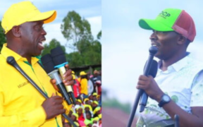 A collage of the UDA Candidate David Kipsang Keter, also known as Dollarline (left), with that of the DCP Candidate Vincent Rotich during the campaign trails in Emurua Dikir Constituency. Photo UDA/DCP