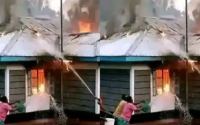 An AI image of a house on fire for illustration purposes. PHOTO/AI