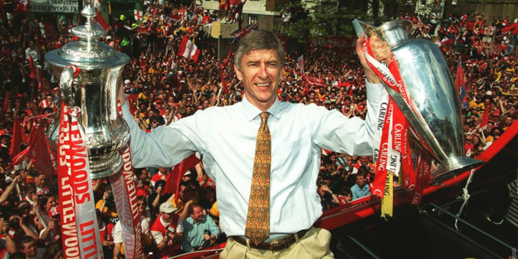 Former Arsenal Manager Arsène Wenger during a past Arsenal celebration in London. PHOTO/ BBC 