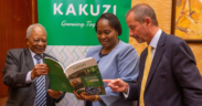Kakuzi Plc Chairman, Mr Nicholas Ng’ang’a, Kakuzi Plc Managing Director Mr Chris Flowers at the Nairobi Securities Exchange (NSE) during the firm’s 98th Annual General Meeting (AGM). PHOTO/ File