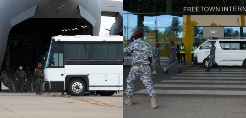 Deported migrants arrive at Sierra Leone,Free Town Airport on May 20,2026 PHOTO/AFP