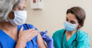 A Healthcare Worker administering a vaccination jab to a patient. PHOTO/ File