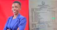 A photo collage of Roseline Alionya and Her Transcript with a blurred Accounting Unit that sparked questions online after she shared her academic records to prove to Spice FM that she had a First Class Honours. PHOTO/ Roseline Alionya Facebook