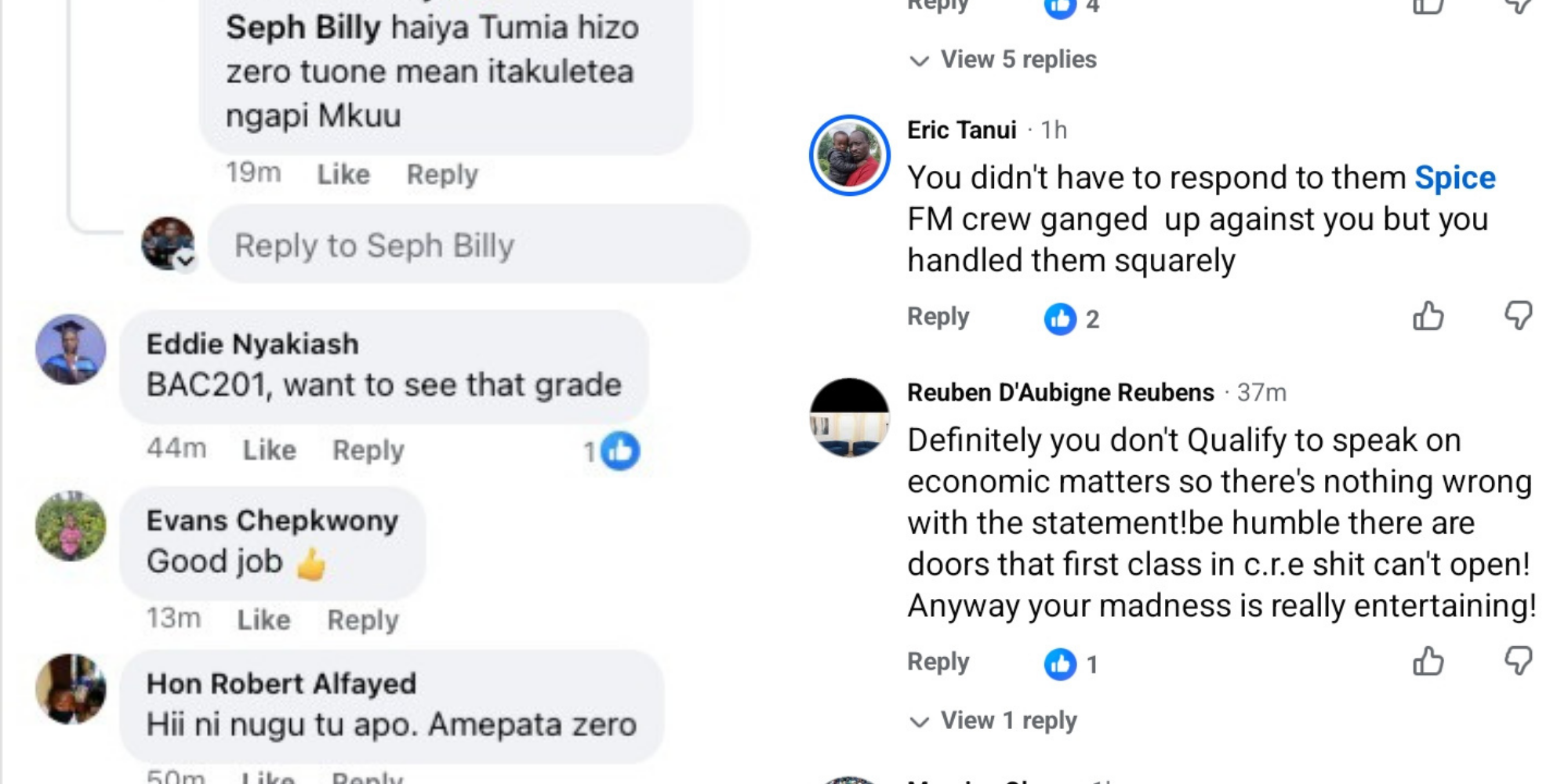 Online reactions after Roseline Alionya shared her academic records to respond to Spice FM that she had a First Class Honours, sparking debate over a blurred accounting unit. PHOTO/ Roseline Alionya FB
