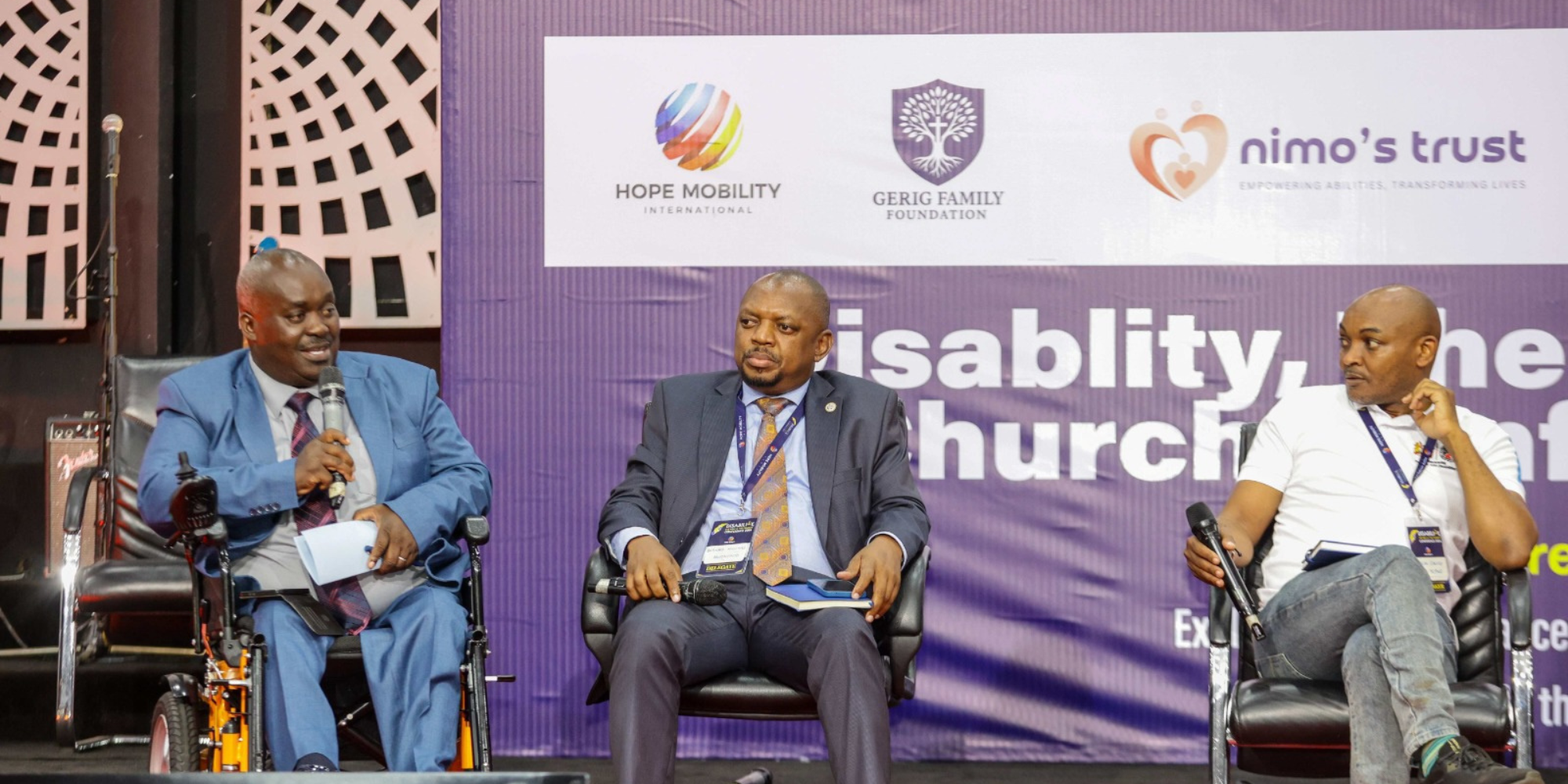 Nominated MP Harun Kipchumba (left), Duncan Chengo of the National Council for Persons with Disabilities (center), and another panelist discuss disability inclusion and representation during the 'Disability, the Bible and the Church Conference 2026' at CITAM in Nairobi on May 22, 2026. PHOTO/ FILE