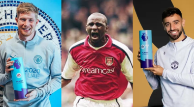 A photo collage of Kevin De Bruyne, Patrick Vieira and Bruno Fernandes. PHOTO/Courtesy.