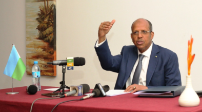 AU Chairperson Mahmoud Ali Youssouf during a press briefing PHOTO/AUCS