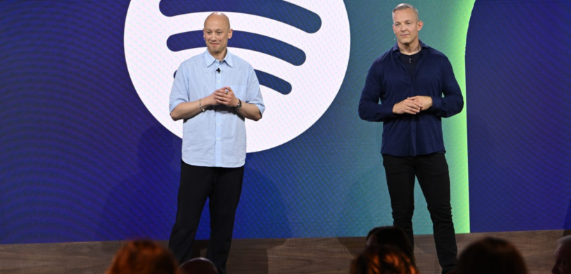 Spotify co-CEO's Alex Norström and Gustav Söderström reflecting on Spotify’s growth during Spotify AGM in May 21, 2026. PHOTO/ Spotify