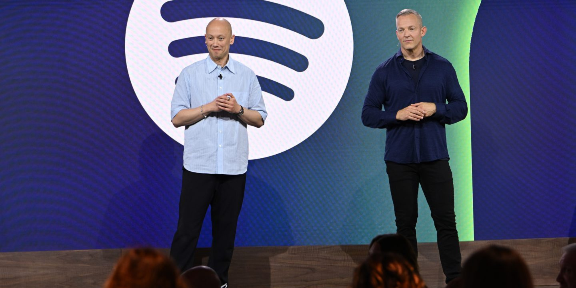 Spotify co-CEO's Alex Norström and Gustav Söderström reflecting on Spotify’s growth during Spotify AGM in May 21, 2026. PHOTO/ Spotify 