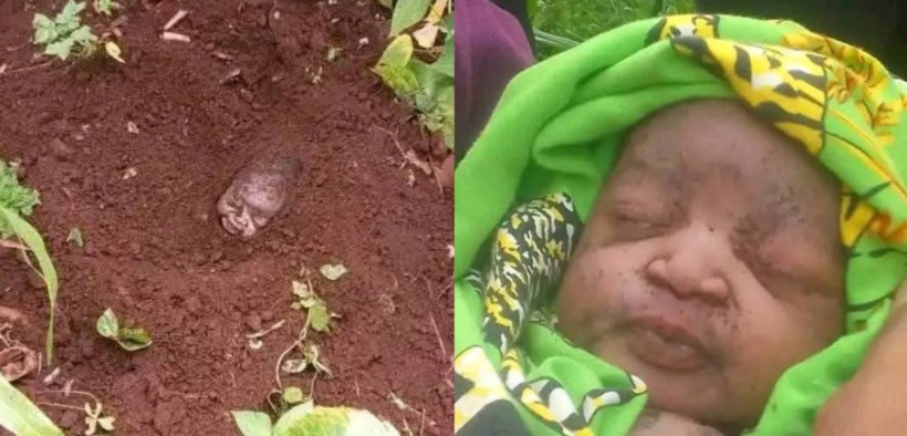 Newborn baby found buried halfway in a farrm rescued by residents of Kabete. PHOTO/ File