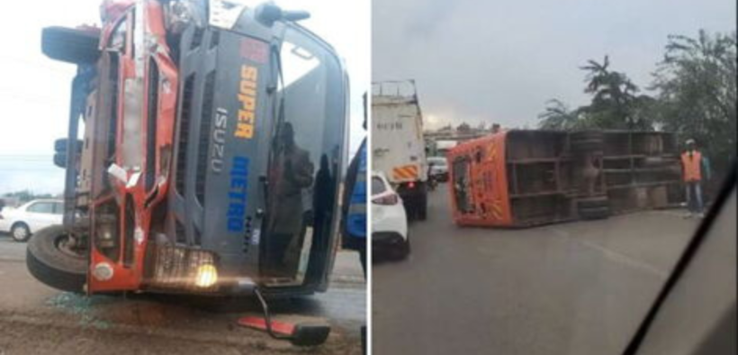 The super metro that was overturned in an accident PHOTO/The Oligarch