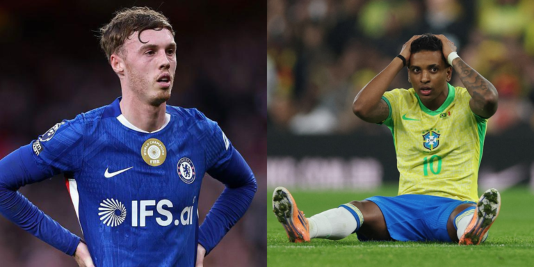A photo collage of Chelsea's forward Cole Palmer and Brazilian National team player Rodrygo among notable players to miss the 2026 FIFA World Cup. PHOTO/ File