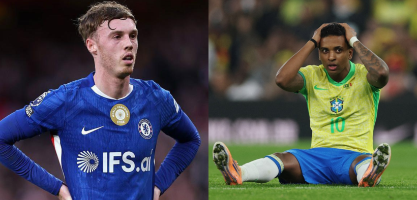 A photo collage of Chelsea's forward Cole Palmer and Brazilian National team player Rodrygo among notable players to miss the 2026 FIFA World Cup. PHOTO/ File