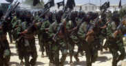 Al-Shabaab militants in a past training exercise in undisclosed location. PHOTO/ BBC