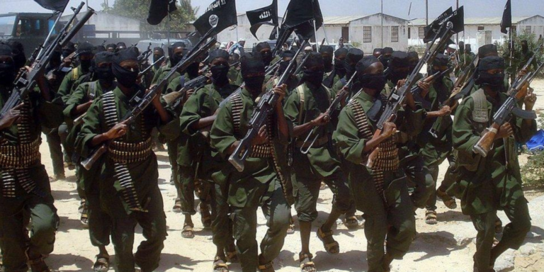 Al-Shabaab militants in a past training exercise in undisclosed location. PHOTO/ BBC