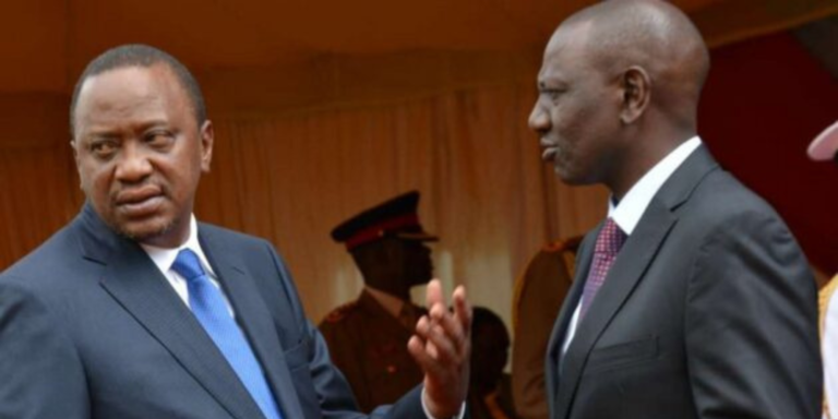 Former President and Jubilee Party leader Uhuru Kenyatta and the current president of Kenya William Ruto. PHOTO/ File