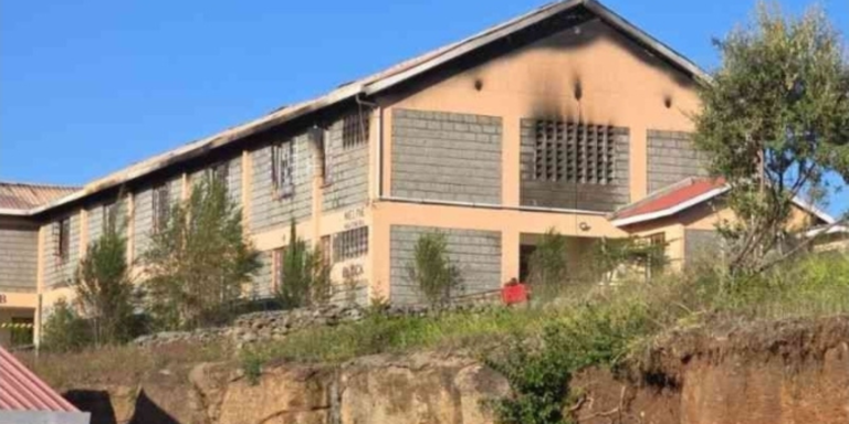 Utumishi Girls Academy Dormitory that Caught fire. PHOTO/ The Standard.