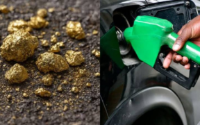 A collage photo of gold and a fuel pump, as CBK reports prices of commodities fall during the last week of April. PHOTO/ File