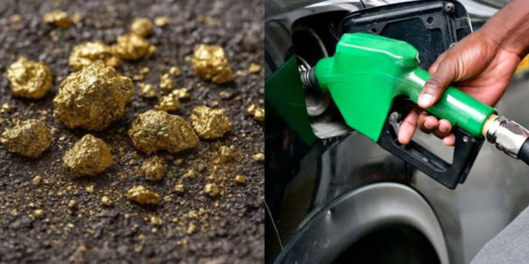 A collage photo of gold and a fuel pump, as CBK reports prices of commodities fall during the last week of April. PHOTO/ File