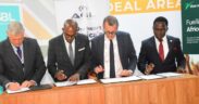 IBL Group CEO Arnaud Lagesse (left), Africa Global Logistics Managing Director Martin Mwangi, President of BCH Invest, Executive Director ESSEC Business School Benoit Chervalier, and Vivo Energy Kenya Managing Director Peter Murungi signing an MoU to advance Executive training in conjunction with ESSEC Business School. The MoU will facilitate the training of a cohort of international Masters-level students at the French Business School Africa campus in Rabat (Morocco).