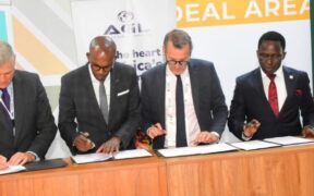 IBL Group CEO Arnaud Lagesse (left), Africa Global Logistics Managing Director Martin Mwangi, President of BCH Invest, Executive Director ESSEC Business School Benoit Chervalier, and Vivo Energy Kenya Managing Director Peter Murungi signing an MoU to advance Executive training in conjunction with ESSEC Business School. The MoU will facilitate the training of a cohort of international Masters-level students at the French Business School Africa campus in Rabat (Morocco).