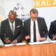 IBL Group CEO Arnaud Lagesse (left), Africa Global Logistics Managing Director Martin Mwangi, President of BCH Invest, Executive Director ESSEC Business School Benoit Chervalier, and Vivo Energy Kenya Managing Director Peter Murungi signing an MoU to advance Executive training in conjunction with ESSEC Business School. The MoU will facilitate the training of a cohort of international Masters-level students at the French Business School Africa campus in Rabat (Morocco).