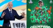 A photo collage of FIFA President Gianni Infantino and Gor Mahia poster. PHOTO/Courtesy.