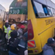 Collage of St Teresa school bus and train after crashing on Friday Morning. Photo/ Ni Jeymo/ FB