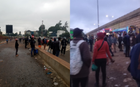 A section of kenyans waiting for matatu on Monday morning . Photo/ Mastard cesh/X