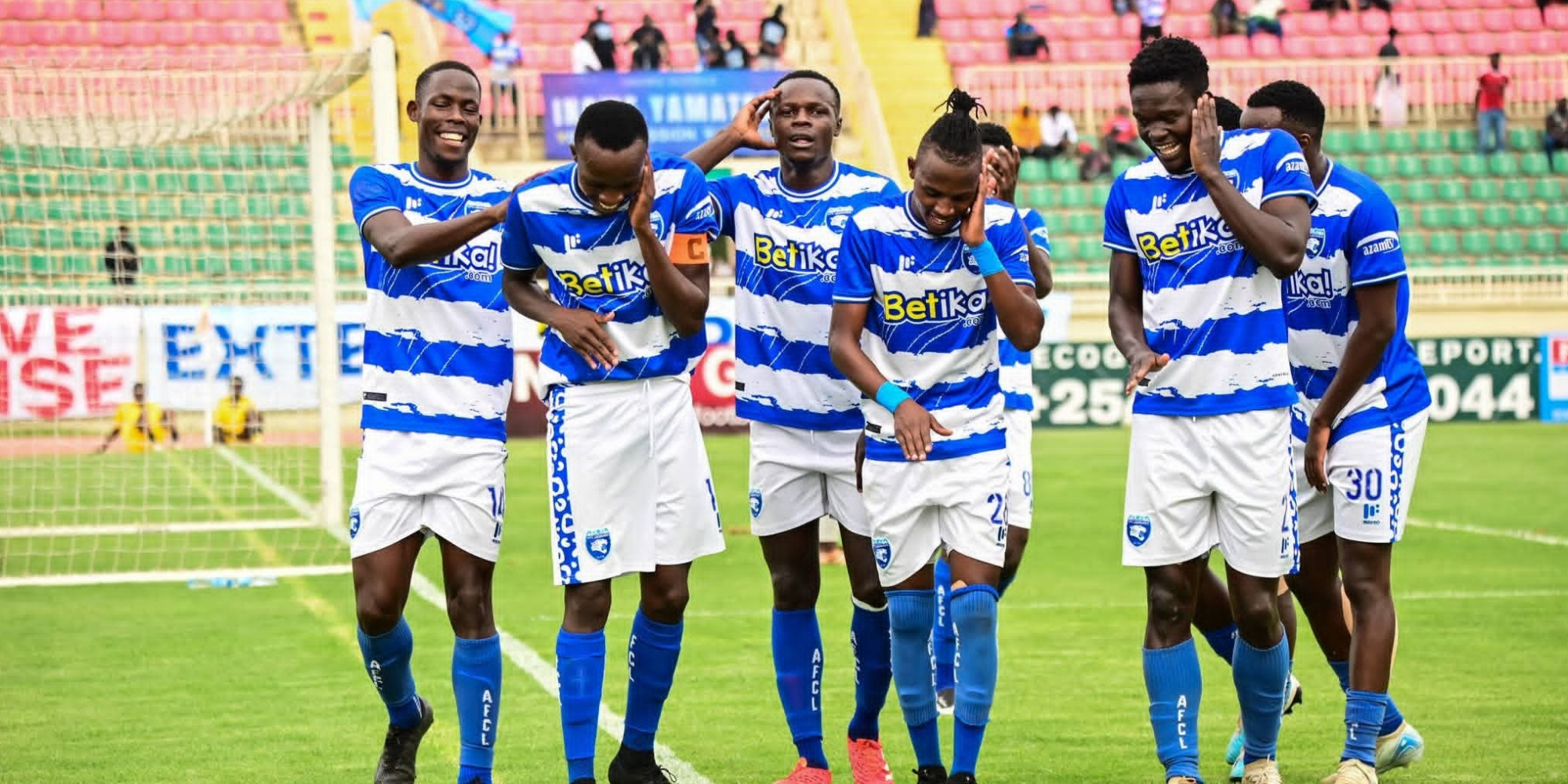 AFC Leopards players celebrates after scoring a goal at Nyayo Stadium in a past KPL debut. PHOTO/ file