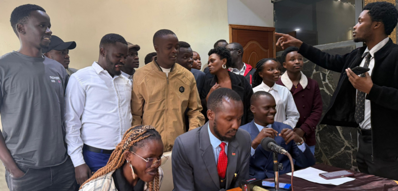 University student leaders during a press briefing PHOTO/FILE