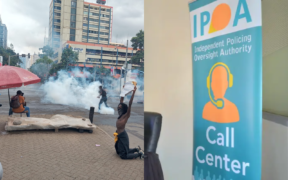 A photo collage of IPOA offices and 2024 June protests. PHOTO
