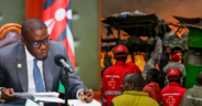 A photo collage of Nairobi Governor Johnson Sakaja and fire outbreak has been reported at Gikomba Market, affecting several businesses.