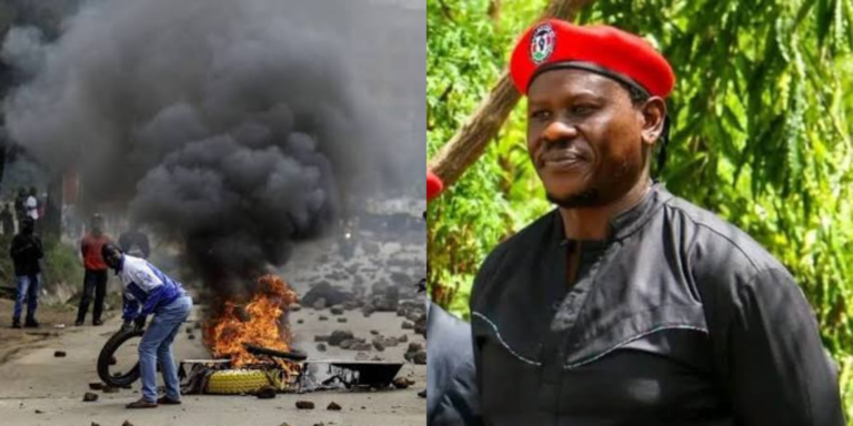 A photo collage of activist Bob Njagi and a past protest incident in Kitengela