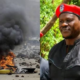 A photo collage of activist Bob Njagi and a past protest incident in Kitengela