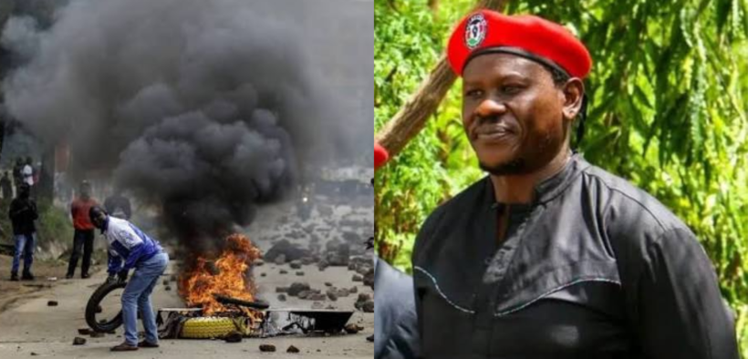 A photo collage of activist Bob Njagi and a past protest incident in Kitengela