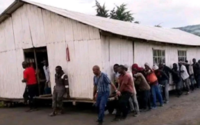 Residents in Kisii County carry a church building along a road during a protest over a pastor’s appointment of his daughter as treasurer without consultation