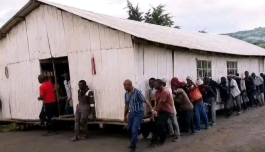Residents in Kisii County carry a church building along a road during a protest over a pastor’s appointment of his daughter as treasurer without consultation