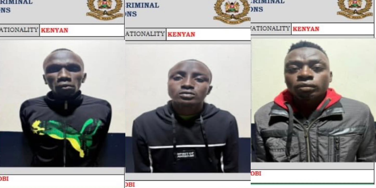 Mugshots of three suspects arrested by the Directorate of Criminal Investigations over the violent disruption of a meeting at All Saints Cathedral, Nairobi