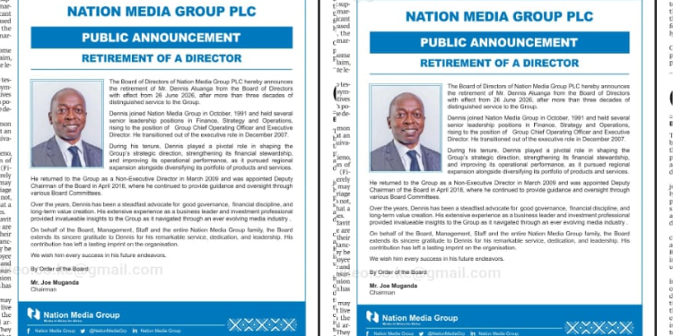 Nation Media Group Director Dennis Aluanga Retires After 33 Years