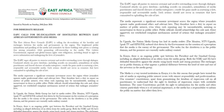 EAPC Demands Dialogue to End Media-Government Clashes in East Africa