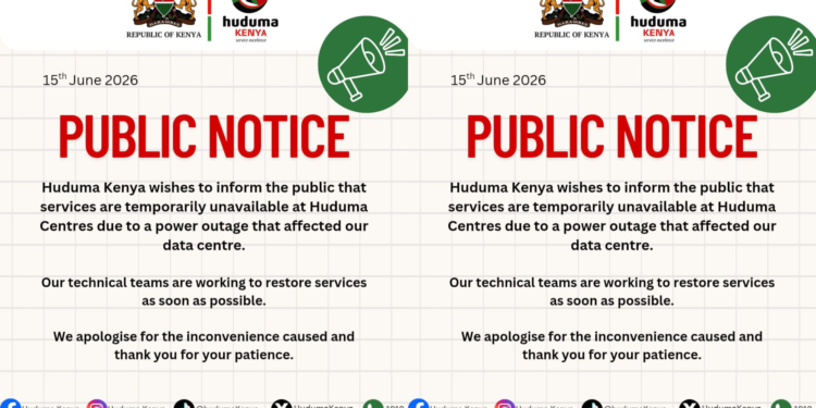 Huduma Kenya Announces Service Disruptions Due to Power Outage. Photo/ Huduma 