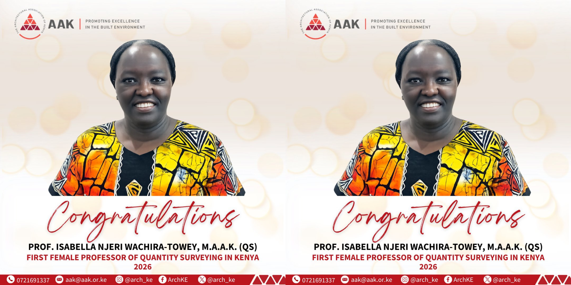 Isabella Wachira Makes History as Kenya’s First Female QS Professor. Photo/ AAK